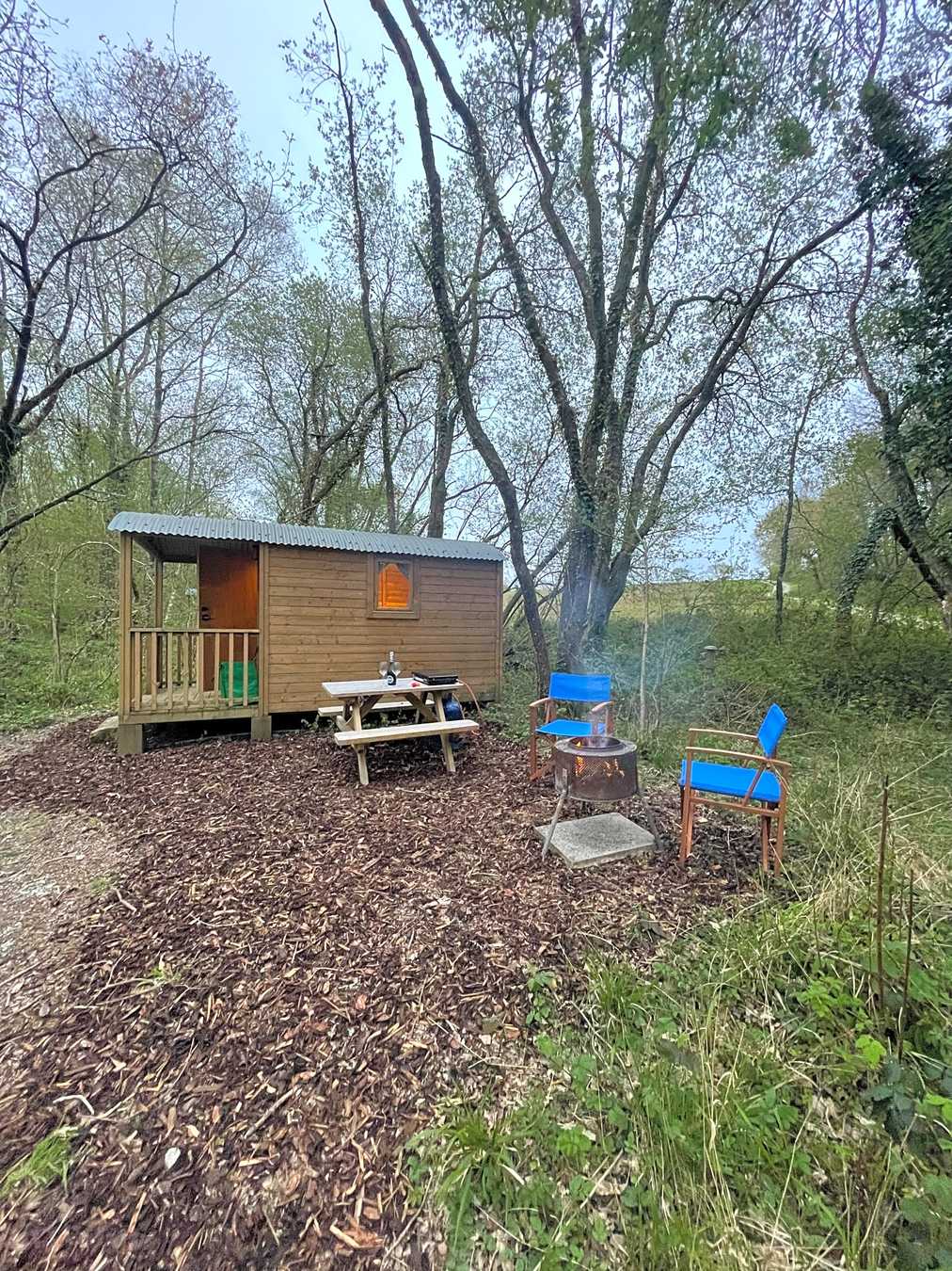 Glamping Cabin - Fire Pit and Picnic Table