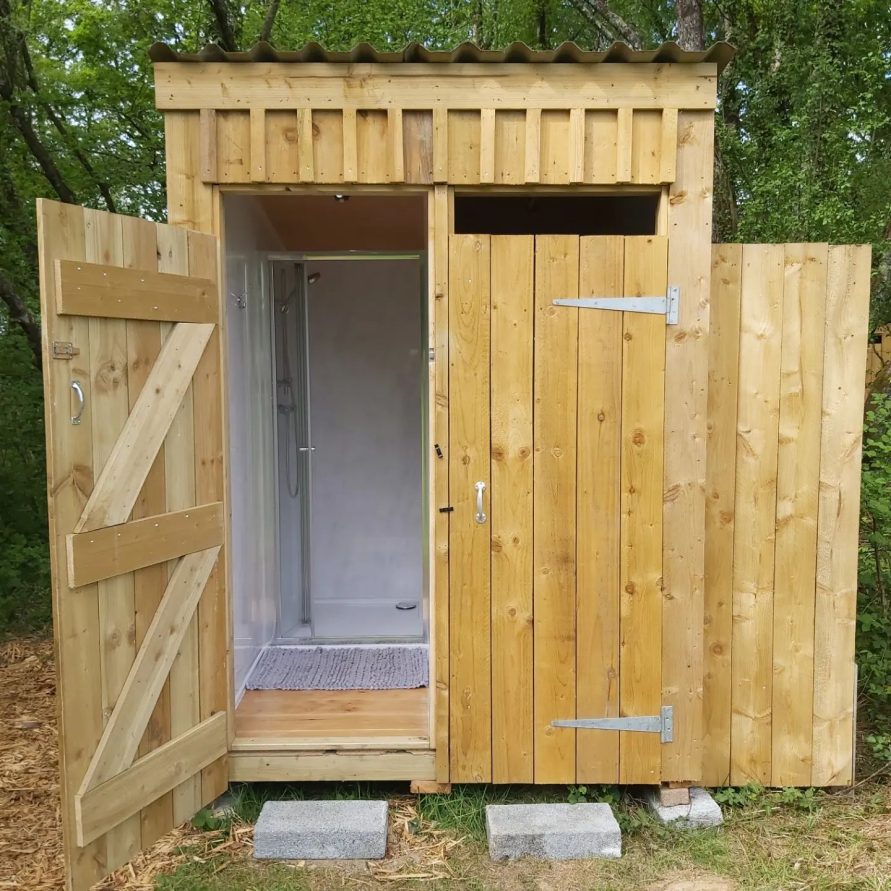 New showers for glamping pods